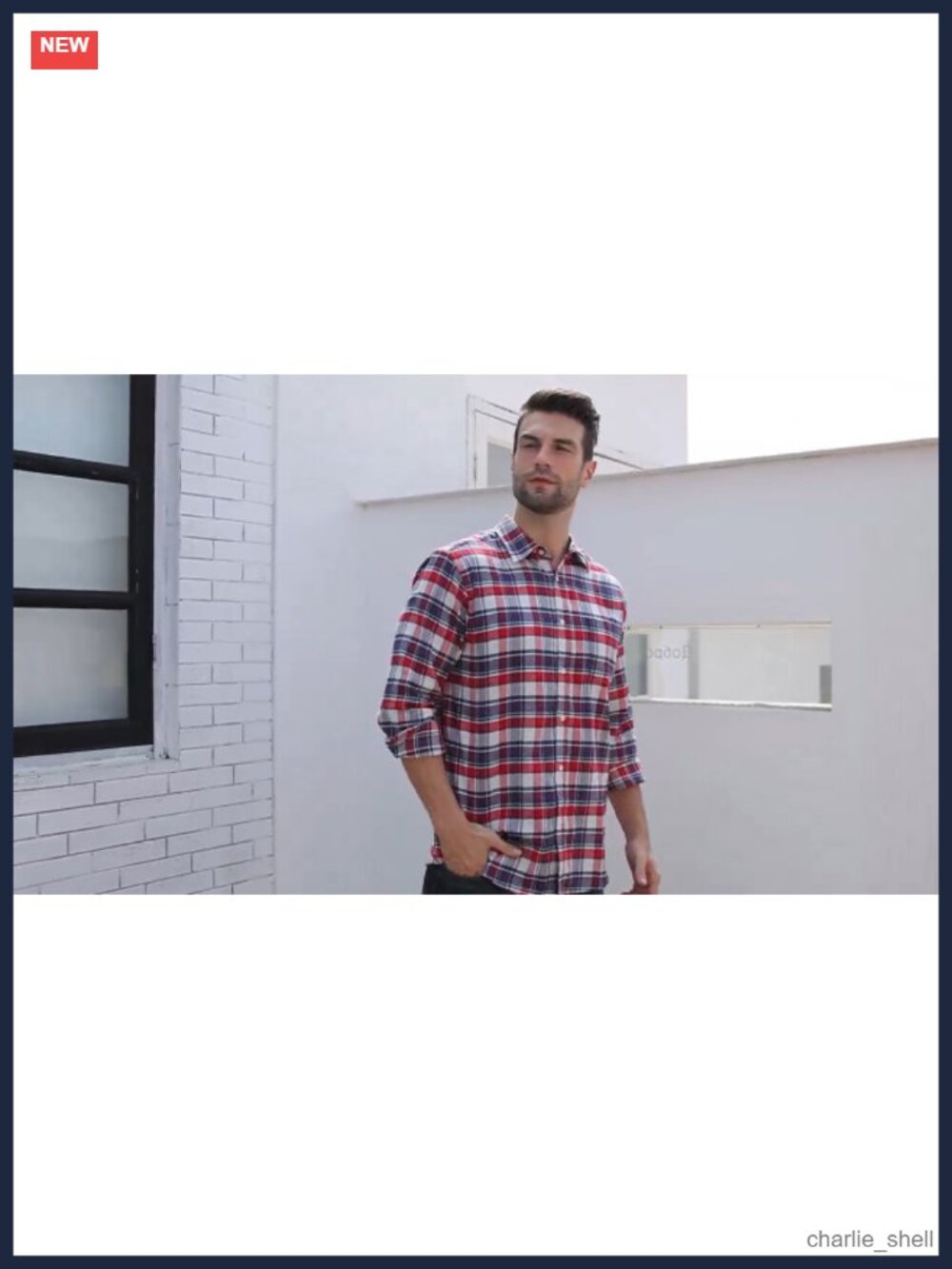 Men's Cotton Flannel Plaid Shirt Long Sleeve Casual Button Down Regular Fit - Picture 5 of 5